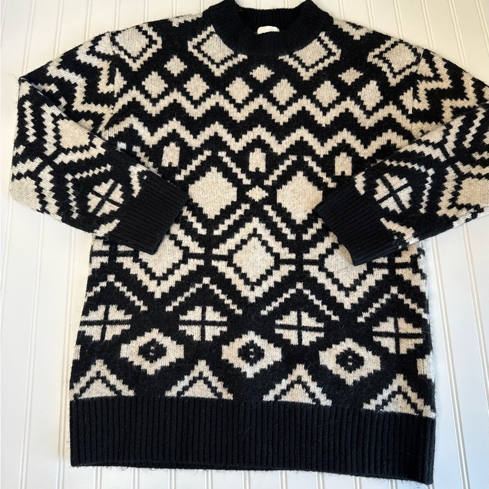 H&M Black Ivory Wool Blend Sweater Oversized Sweater Womens Small 1460
